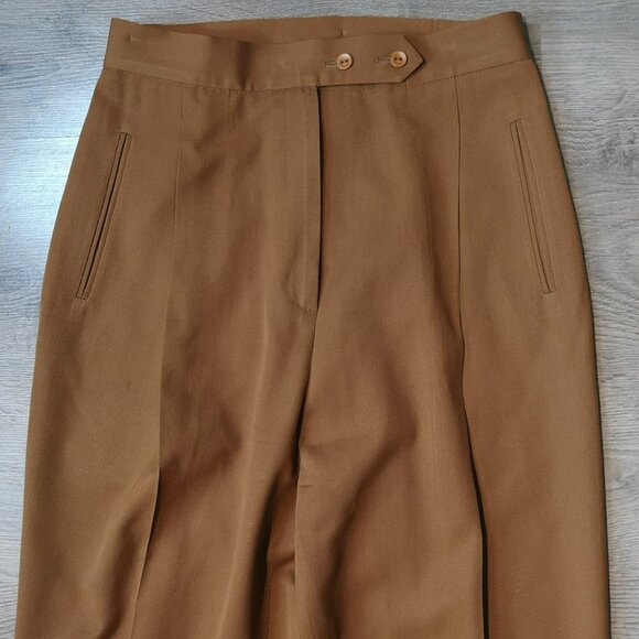 Shop 80s Vintage Quiet Luxury High Waisted Wool Tapered BRONZE Dress Pants - Picture 6 of 11